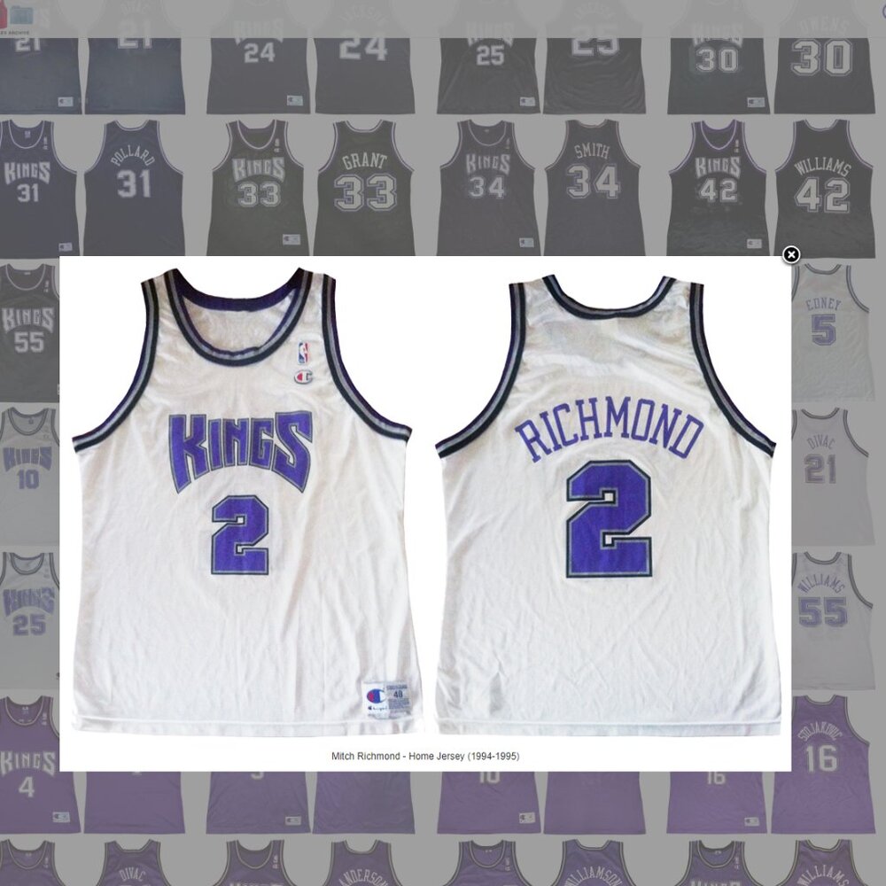 Champion - Sacramento Kings Mitch Richmond vtg jersey (1998) RARE Ribbed Home 40 - Picture 6 of 6
